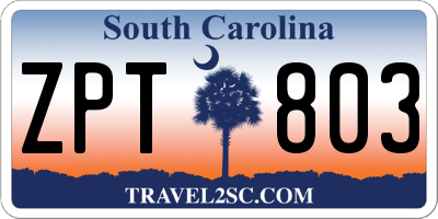 SC license plate ZPT803
