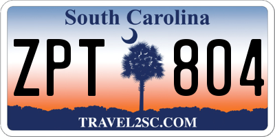SC license plate ZPT804