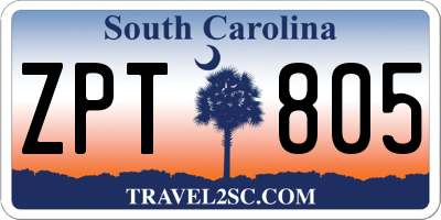 SC license plate ZPT805