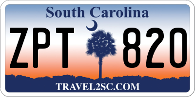 SC license plate ZPT820