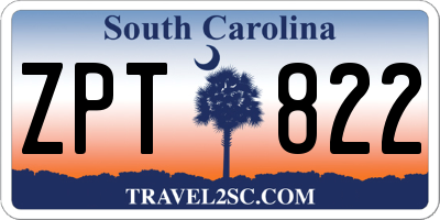 SC license plate ZPT822