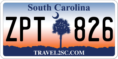 SC license plate ZPT826