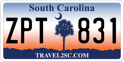 SC license plate ZPT831