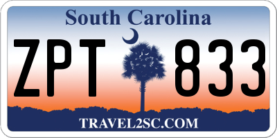 SC license plate ZPT833