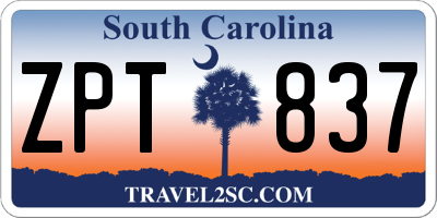 SC license plate ZPT837