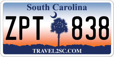 SC license plate ZPT838