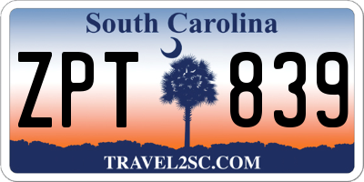SC license plate ZPT839
