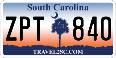 SC license plate ZPT840