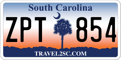SC license plate ZPT854