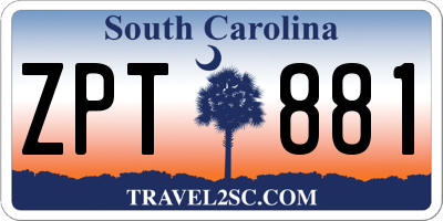 SC license plate ZPT881