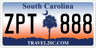 SC license plate ZPT888