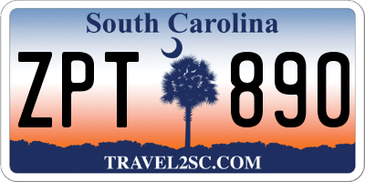 SC license plate ZPT890