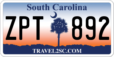 SC license plate ZPT892