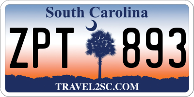 SC license plate ZPT893