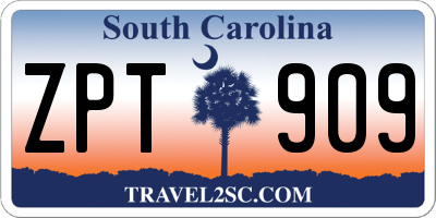 SC license plate ZPT909