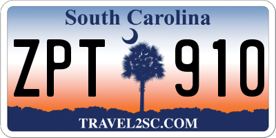 SC license plate ZPT910