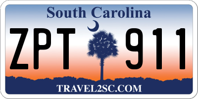 SC license plate ZPT911