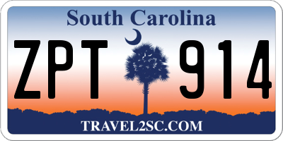 SC license plate ZPT914