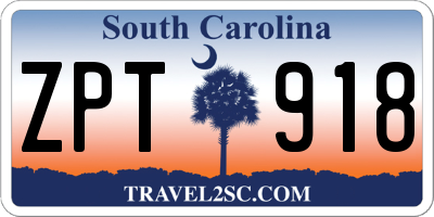 SC license plate ZPT918