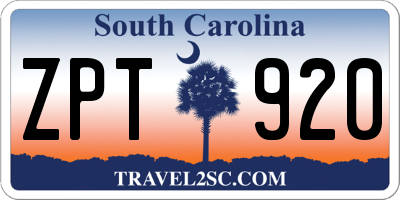 SC license plate ZPT920