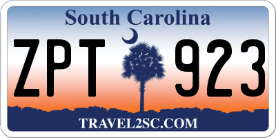 SC license plate ZPT923