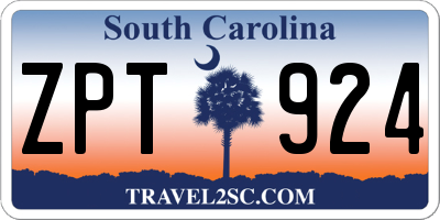 SC license plate ZPT924