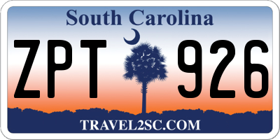 SC license plate ZPT926