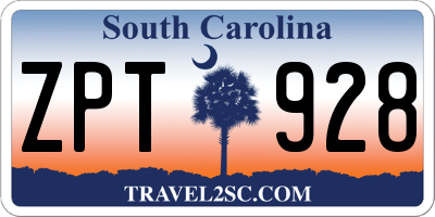 SC license plate ZPT928