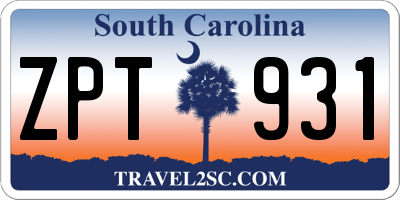 SC license plate ZPT931