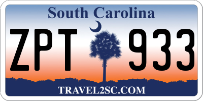 SC license plate ZPT933
