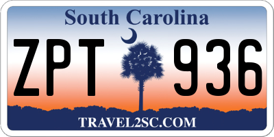 SC license plate ZPT936