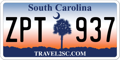 SC license plate ZPT937