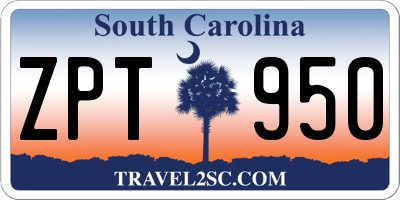 SC license plate ZPT950