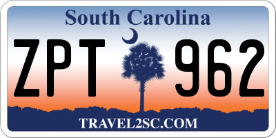 SC license plate ZPT962