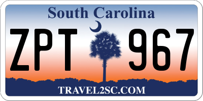 SC license plate ZPT967