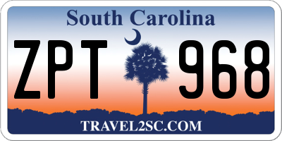 SC license plate ZPT968