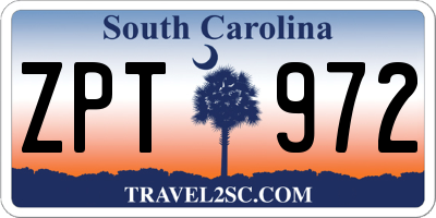 SC license plate ZPT972