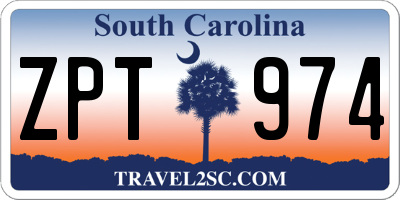 SC license plate ZPT974
