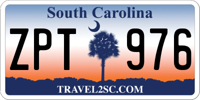 SC license plate ZPT976