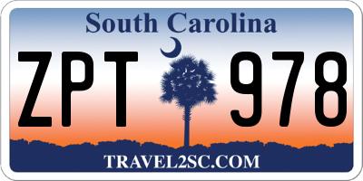 SC license plate ZPT978