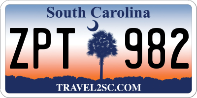 SC license plate ZPT982