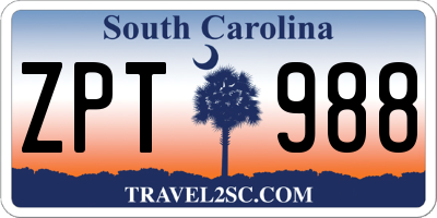 SC license plate ZPT988