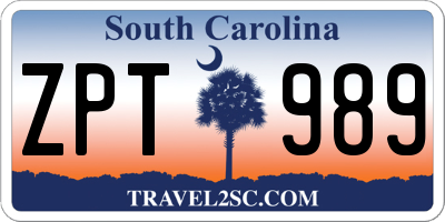 SC license plate ZPT989