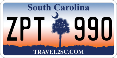 SC license plate ZPT990