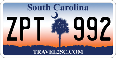 SC license plate ZPT992