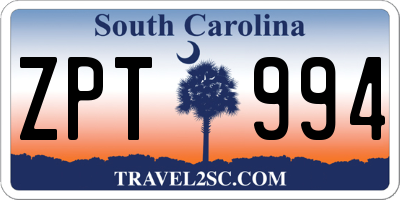 SC license plate ZPT994