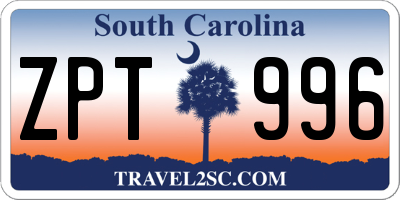 SC license plate ZPT996
