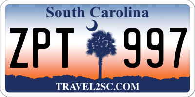 SC license plate ZPT997