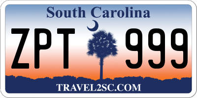 SC license plate ZPT999