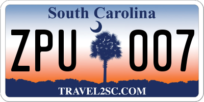 SC license plate ZPU007
